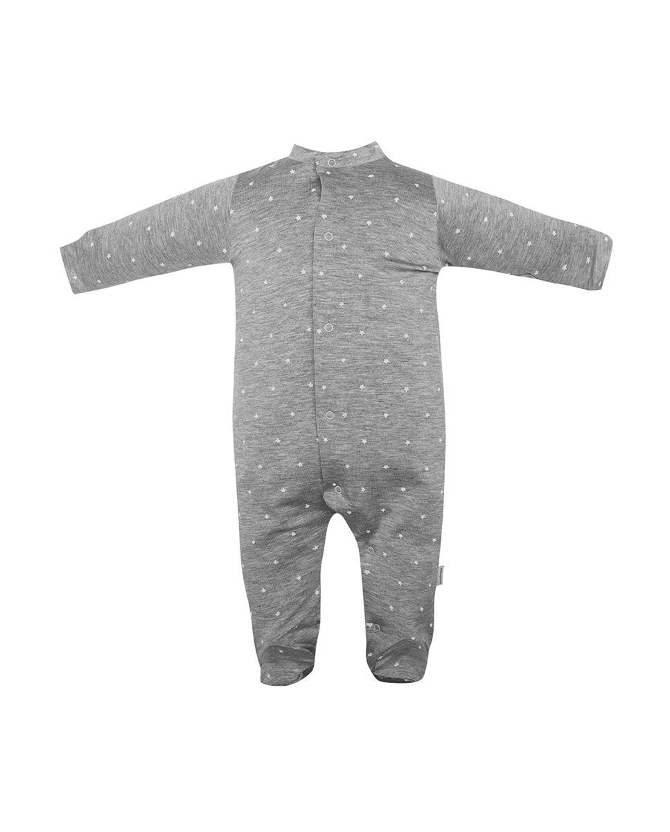 Imagen 1 de Pijama de bebé con estampado de estrellas y abertura frontal - Gris Gris