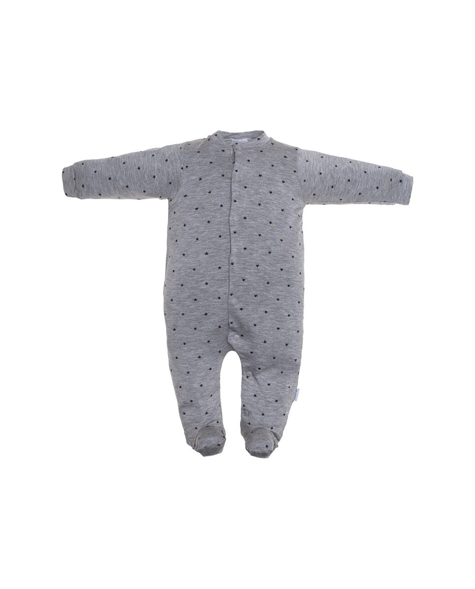 Imagen 0 de Pijama de bebé con estampado de estrellas y abertura frontal Gris oscuro