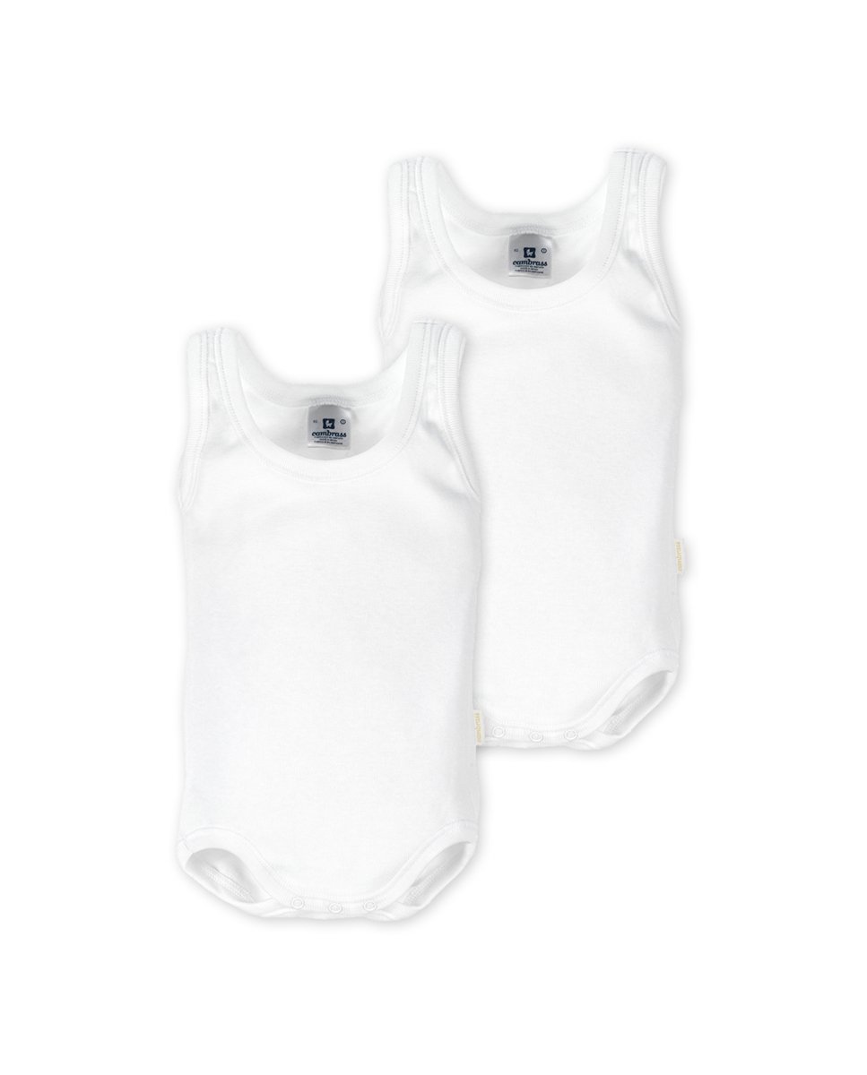 Imagen 0 de Pack 2 bodys de bebé 100% algodón sin mangas Blanco
