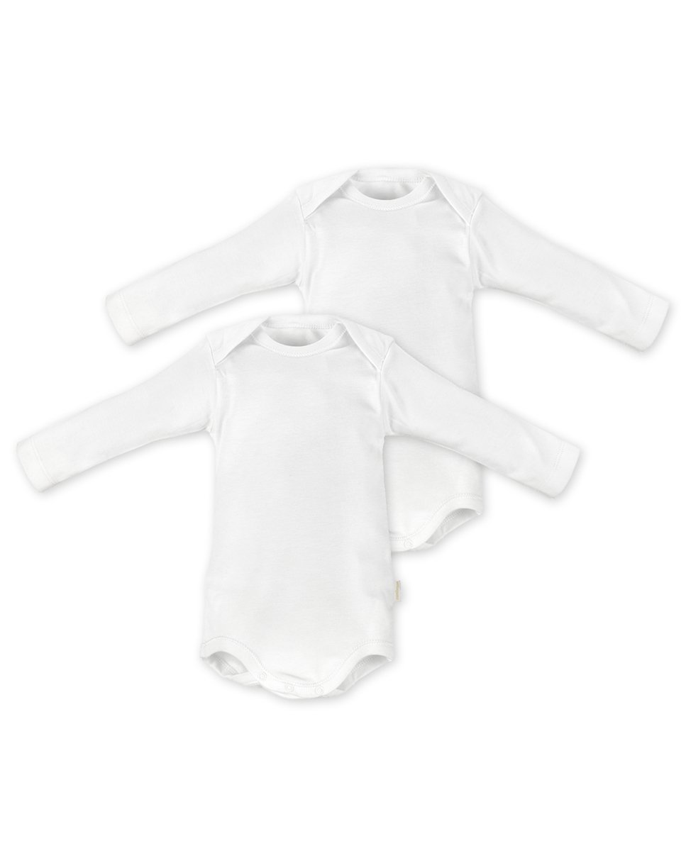 Imagen 1 de Pack 2 bodys de bebé 100% algodón de manga larga Blanco