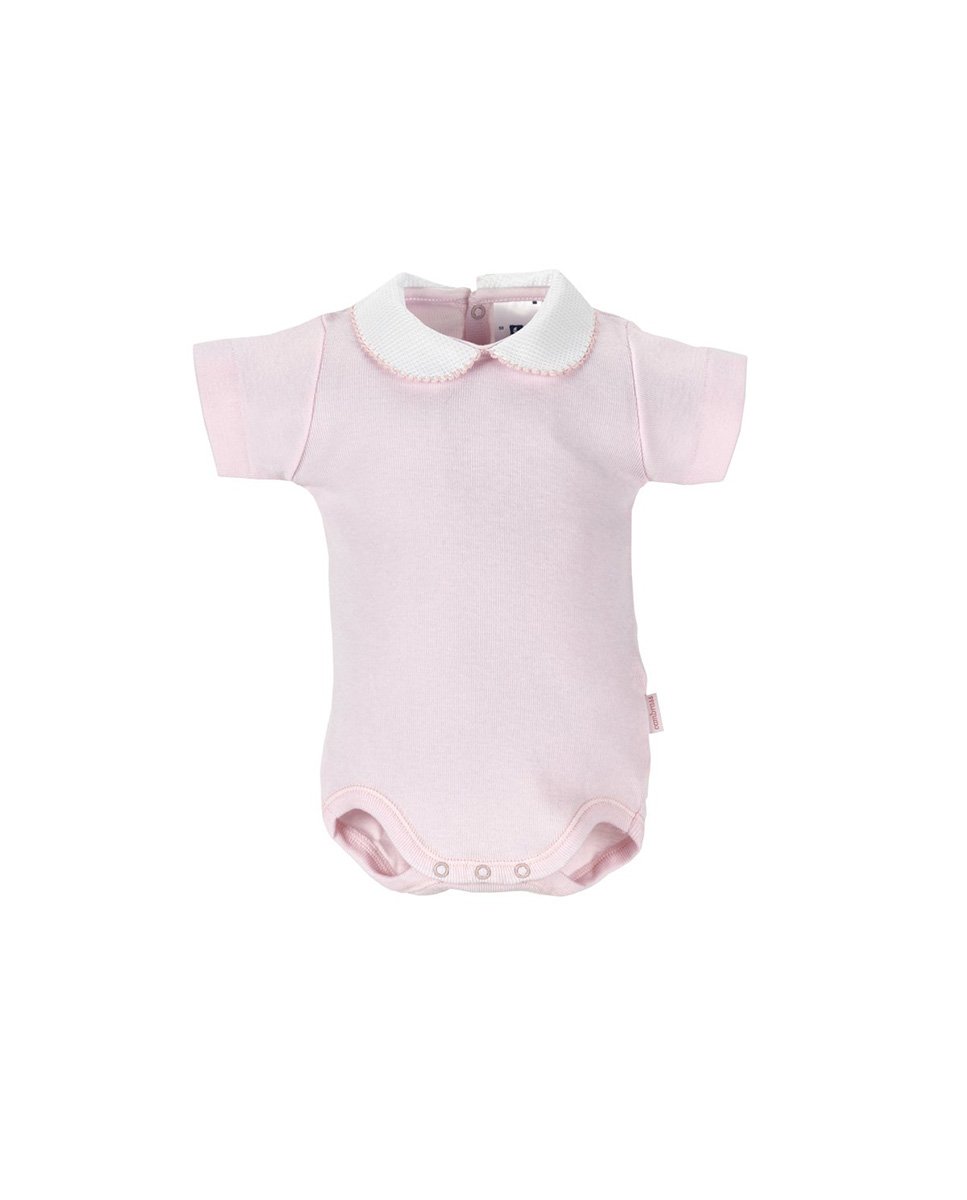 Imagen 2 de Pack 2 bodys de bebé 100% algodón con cuello y manga corta - Rosa / Blanco Rosa / Blanco