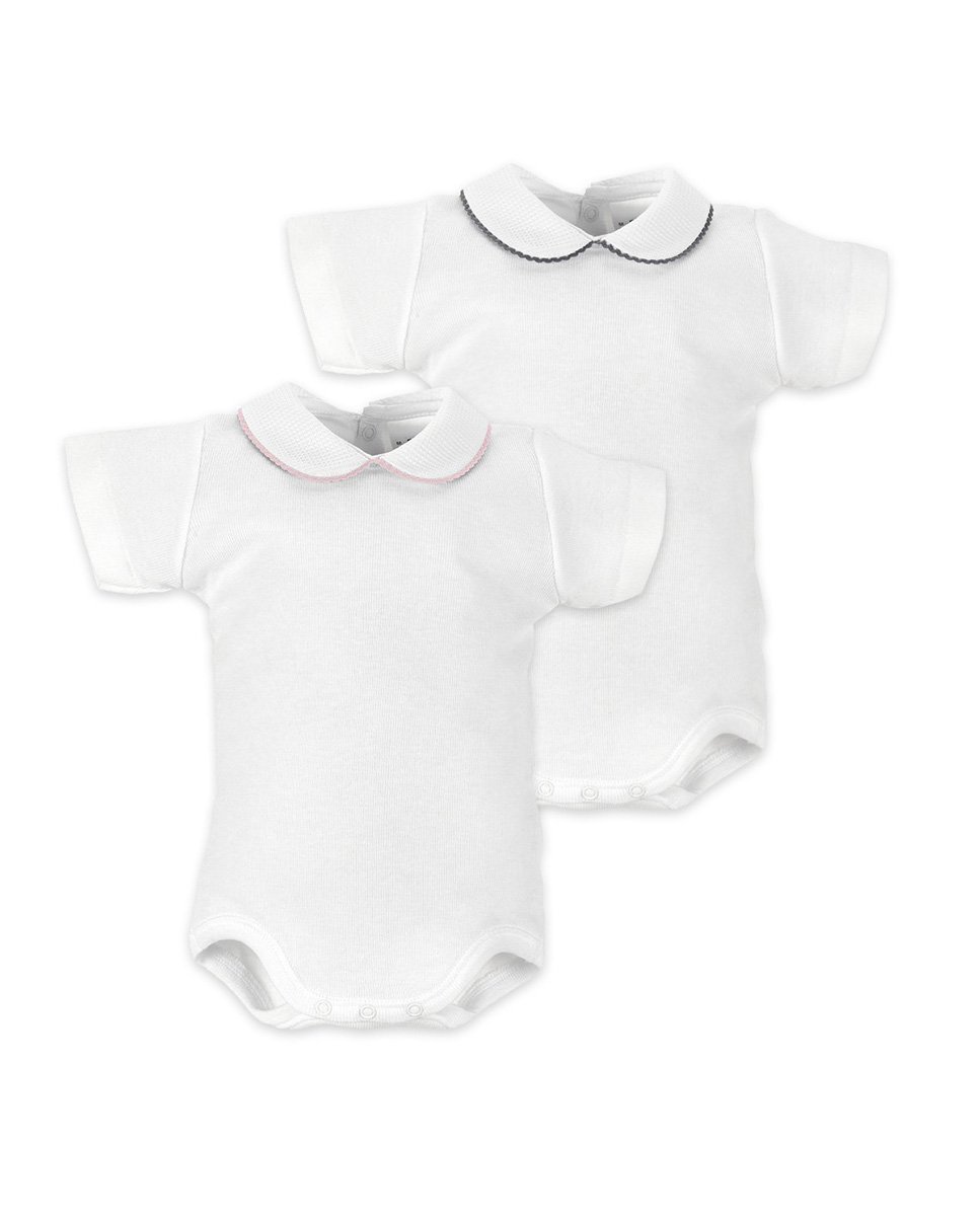 Imagen 0 de Pack 2 bodys de  100% algodón con cuello y manga corta Blanco
