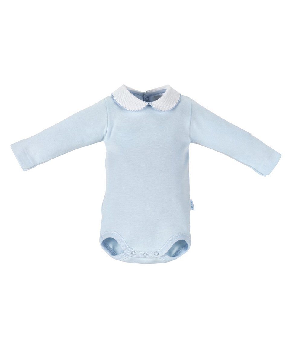 Pack 2 bodys de bebé 100% algodón con cuello y manga larga - Cambrass - Azul claro Azul claro-2