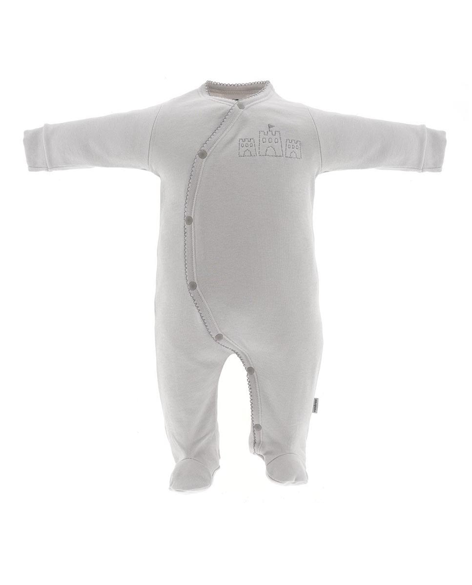 Pijama de bebé largo con bordado de castillo - Cambrass - Rosa claro Gris-1