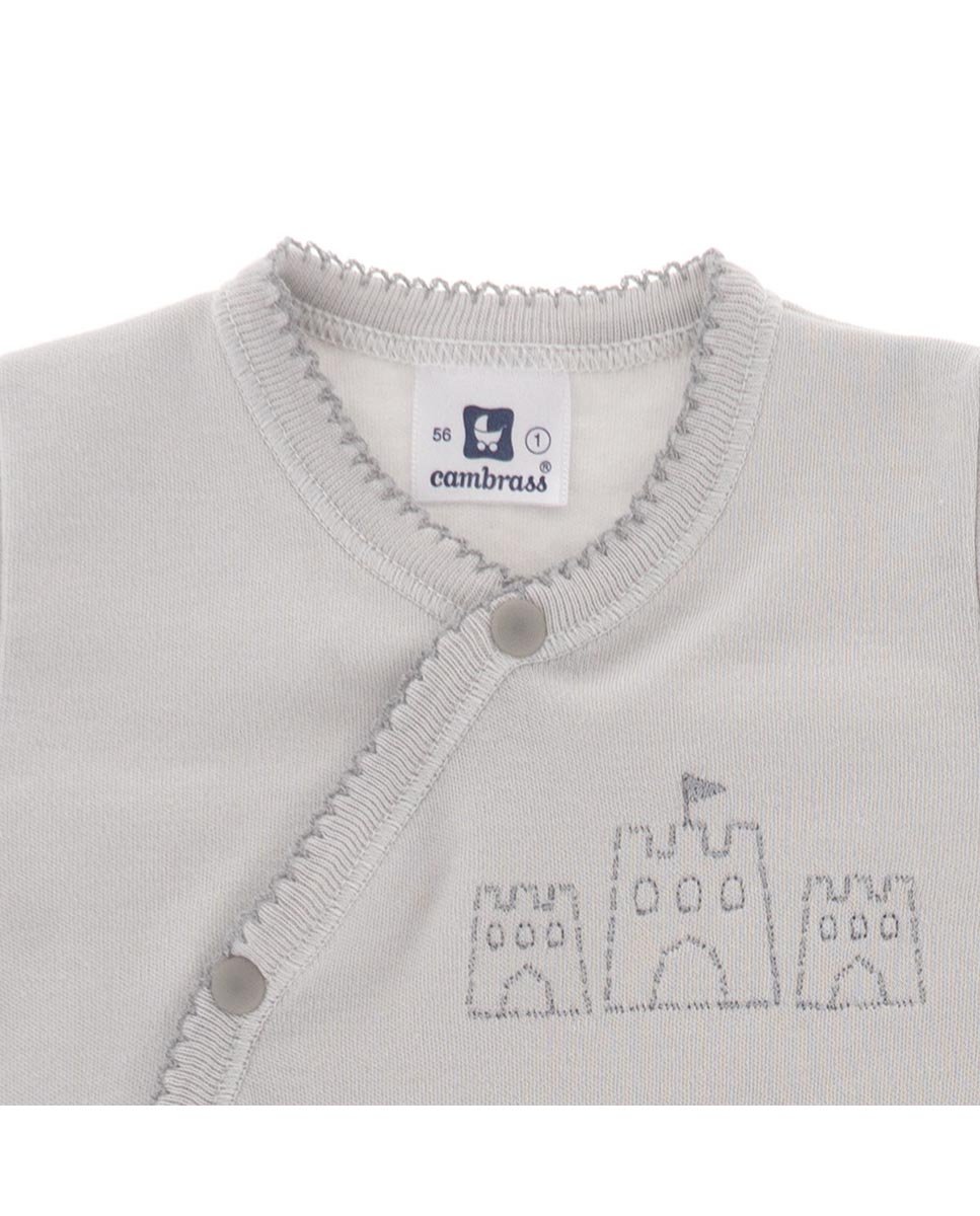 Pijama de bebé largo con bordado de castillo - Cambrass - Rosa claro Gris-3