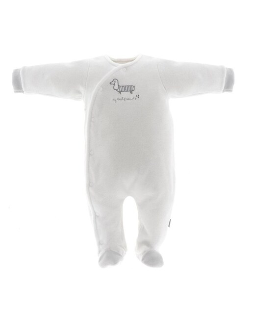 Imagen 0 de Pijama de bebé largo de terciopelo con bordado de perrito