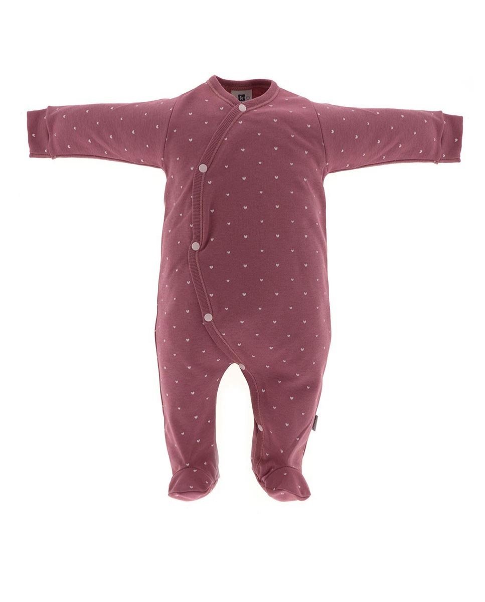 Imagen 0 de Pijama de bebé largo con estampado de corazones Burdeos