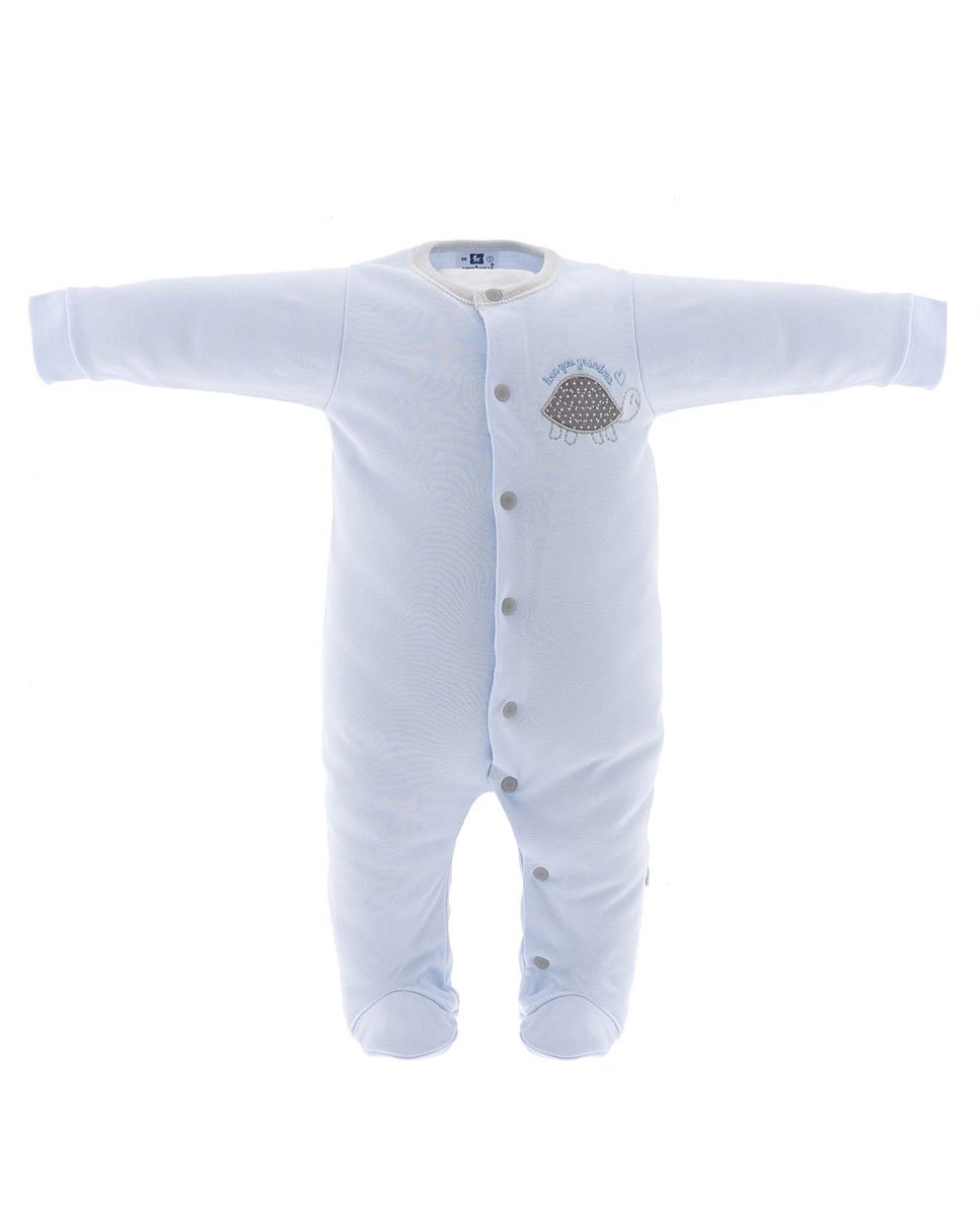 Pijama de bebé largo con bordado tortuga - Cambrass - Azul claro Azul claro-1