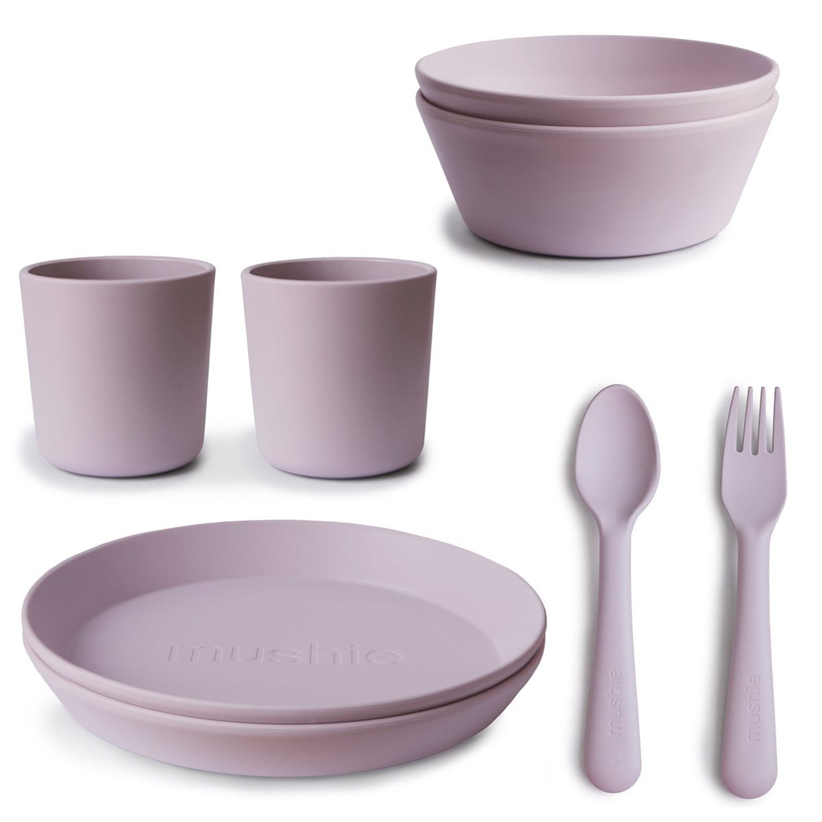 Pack regalo 4 piezas Mushie bebé niño bols+vasos+cubiertos+platos