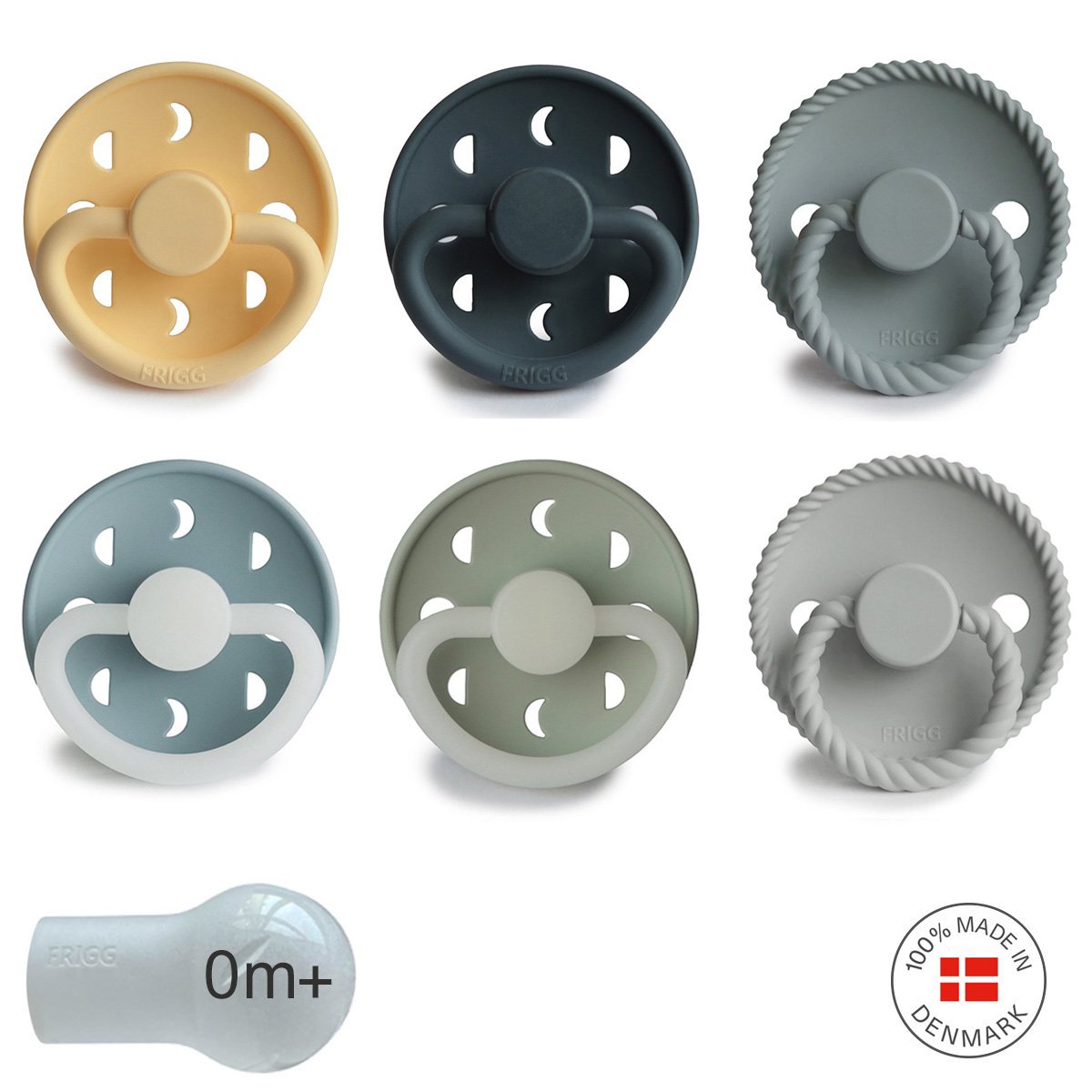 Pack regalo 6 chupetes Frigg tetina redonda de silicona - Gris Gris-2