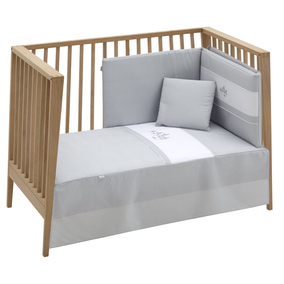 Juego de 2 piezas para cuna (60x120 cm): colcha + protector Cambrass Mini Windsord Gris perla-1