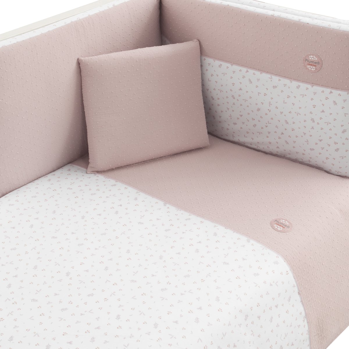 Juego de 2 piezas para cuna (100x140 cm): nórdico + protector cambrass princess - Rosa claro Rosa claro-2