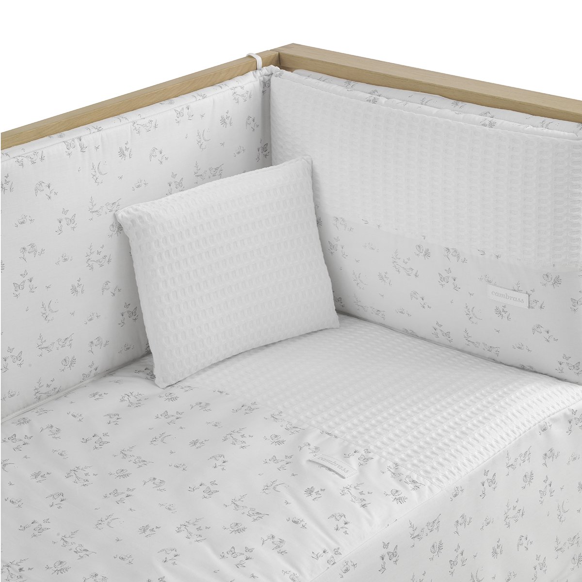 Juego de 2 piezas para cuna (60x120 cm): colcha + protector Cambrass Luxury - Blanco Harina Blanco Harina-2