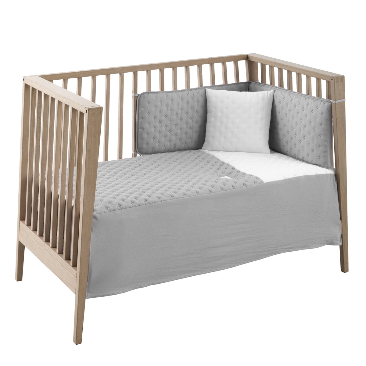 Imagen 0 de Juego de 2 piezas para cuna (60x120 cm): colcha + protector Cambrass Supersoft Gris perla