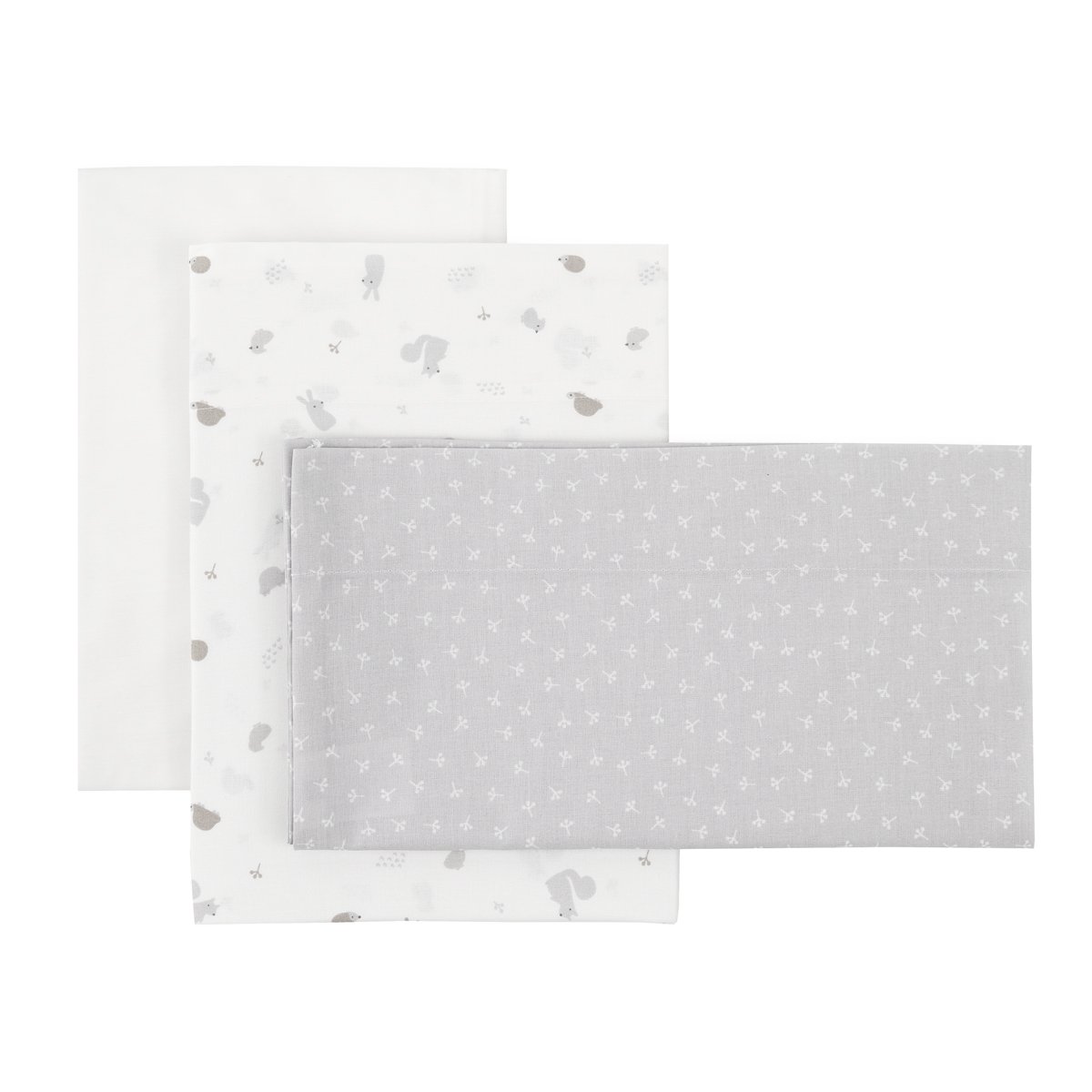 Juego de 3 piezas sábana + bajera + funda de almohada para moisés (35x80 cm) Cambrass Microprint - Gris perla Gris perla-1