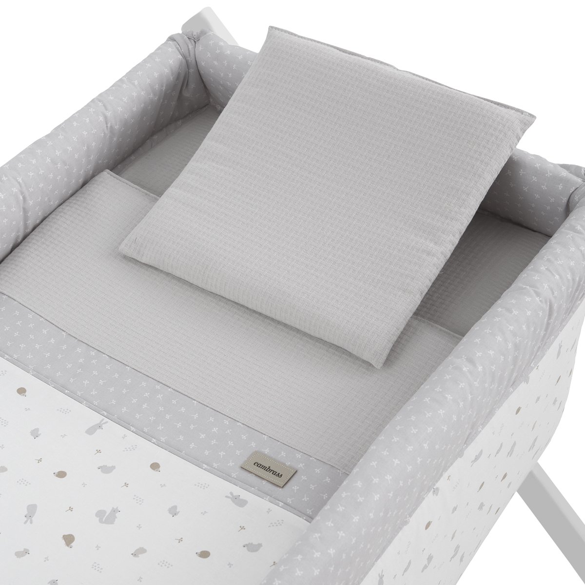 Minicuna con patas (55x87x74cm) Cambrass Microprint - Gris perla Gris perla-2