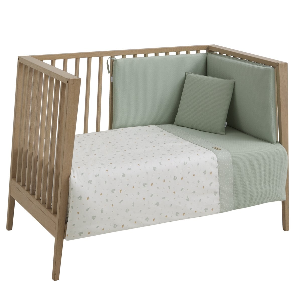 Juego de 2 piezas para cuna (100x140 cm): nórdico + protector Cambrass Microprint Verde claro-1