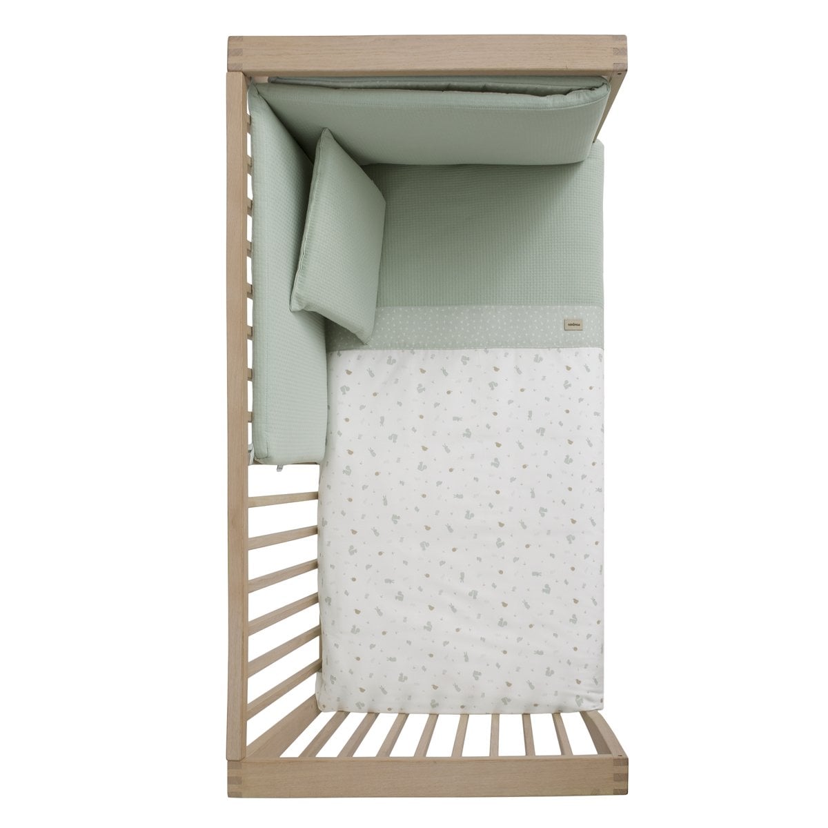 Juego de 2 piezas para cuna (100x140 cm): nórdico + protector Cambrass Microprint Verde claro-3