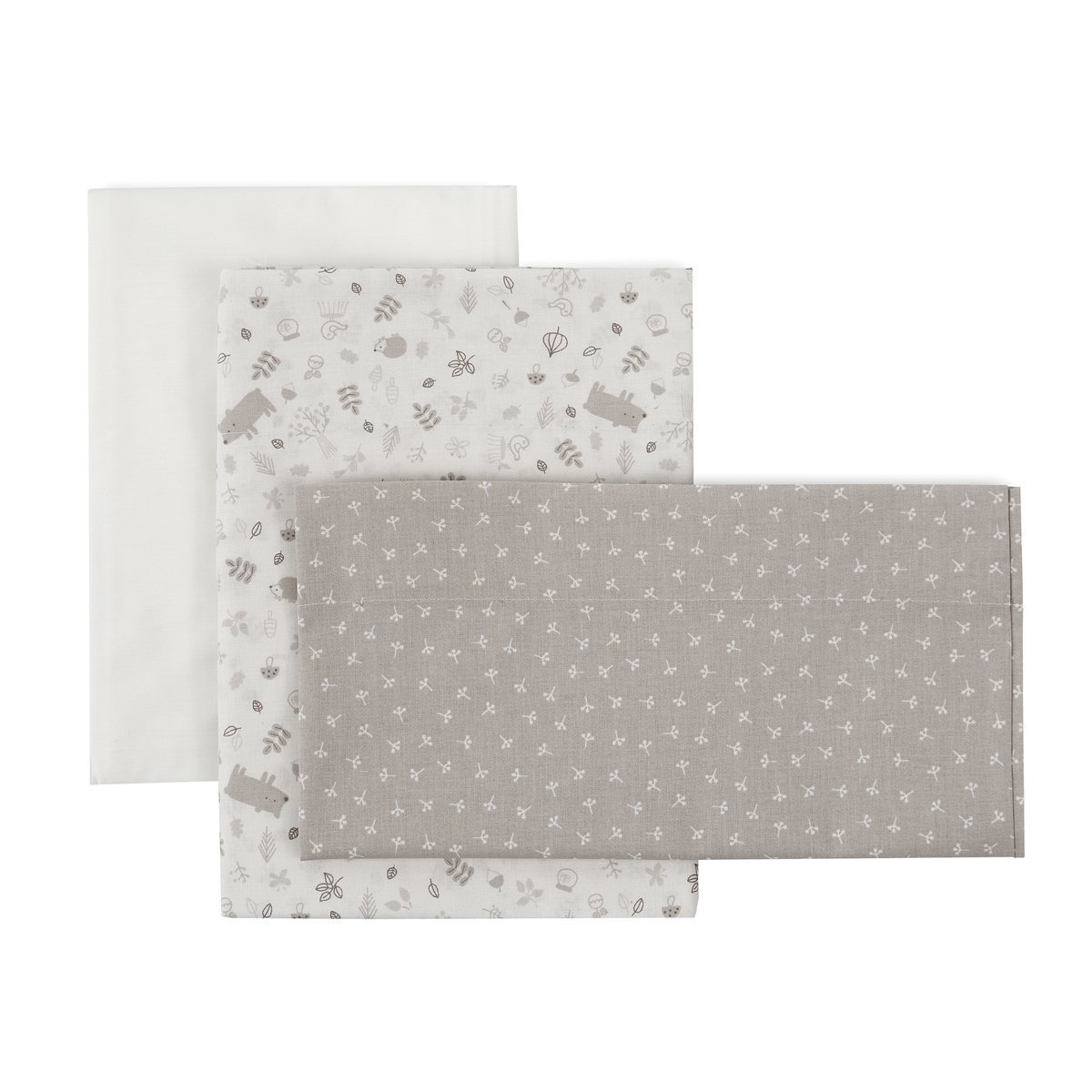 Imagen 0 de Juego de 3 piezas sábana + bajera + funda almohada para cuna de 60x120 cm Cambrass Microprint Beige