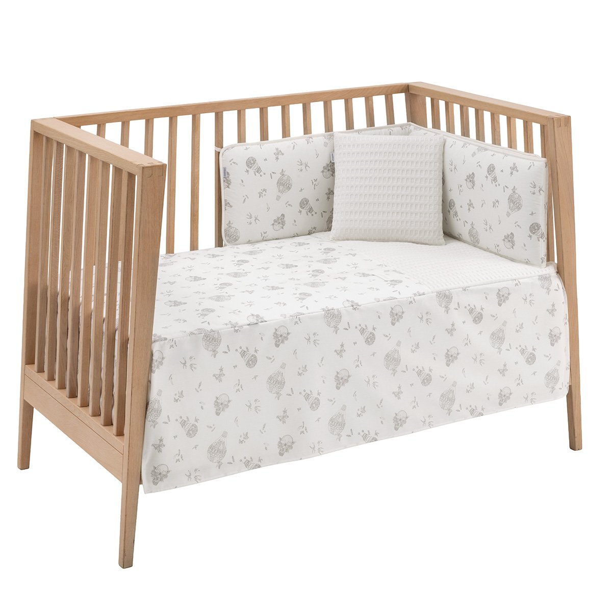 Juego de 2 piezas para cuna (60x120 cm): colcha + protector Cambrass Luxury - Blanco roto Blanco roto-1