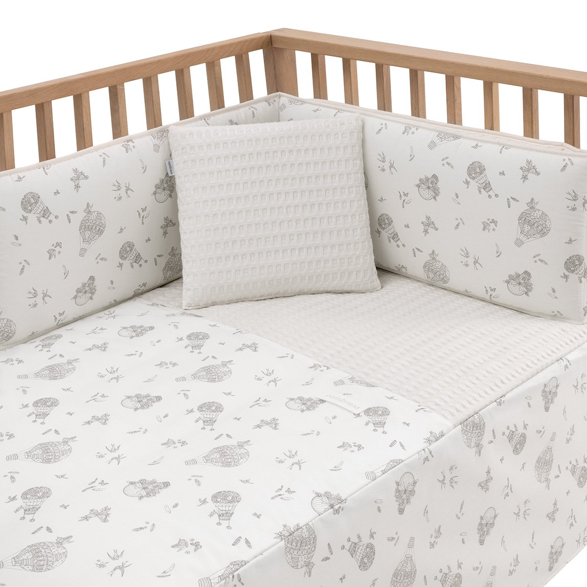 Juego de 2 piezas para cuna (60x120 cm): colcha + protector Cambrass Luxury - Blanco roto Blanco roto-2