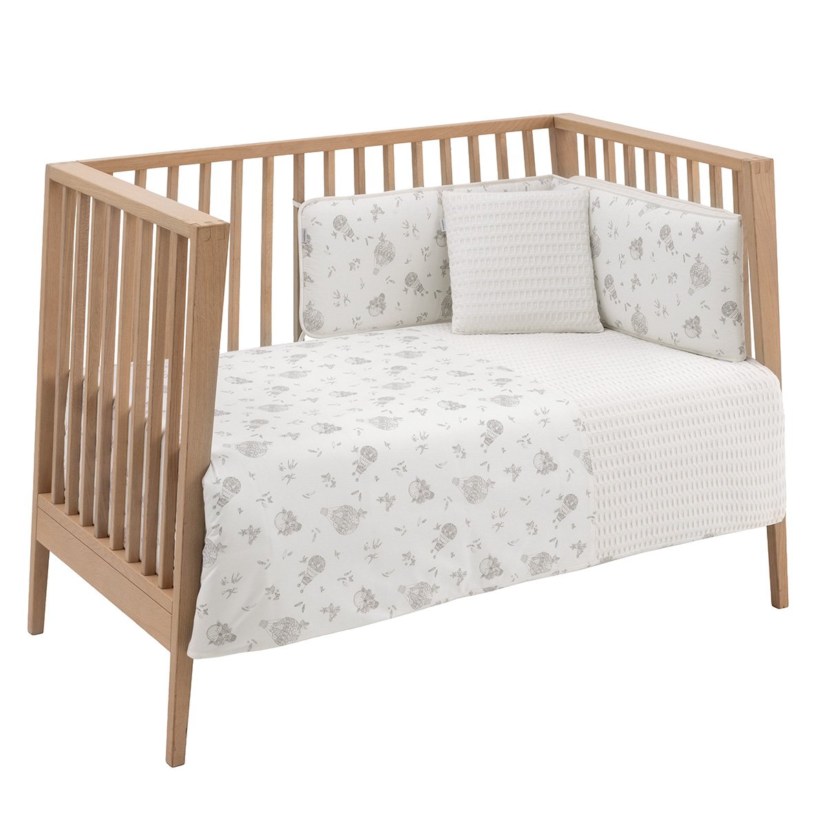 Juego de 2 piezas para cuna (100x140 cm): nórdico + protector Cambrass Luxury Blanco roto-1