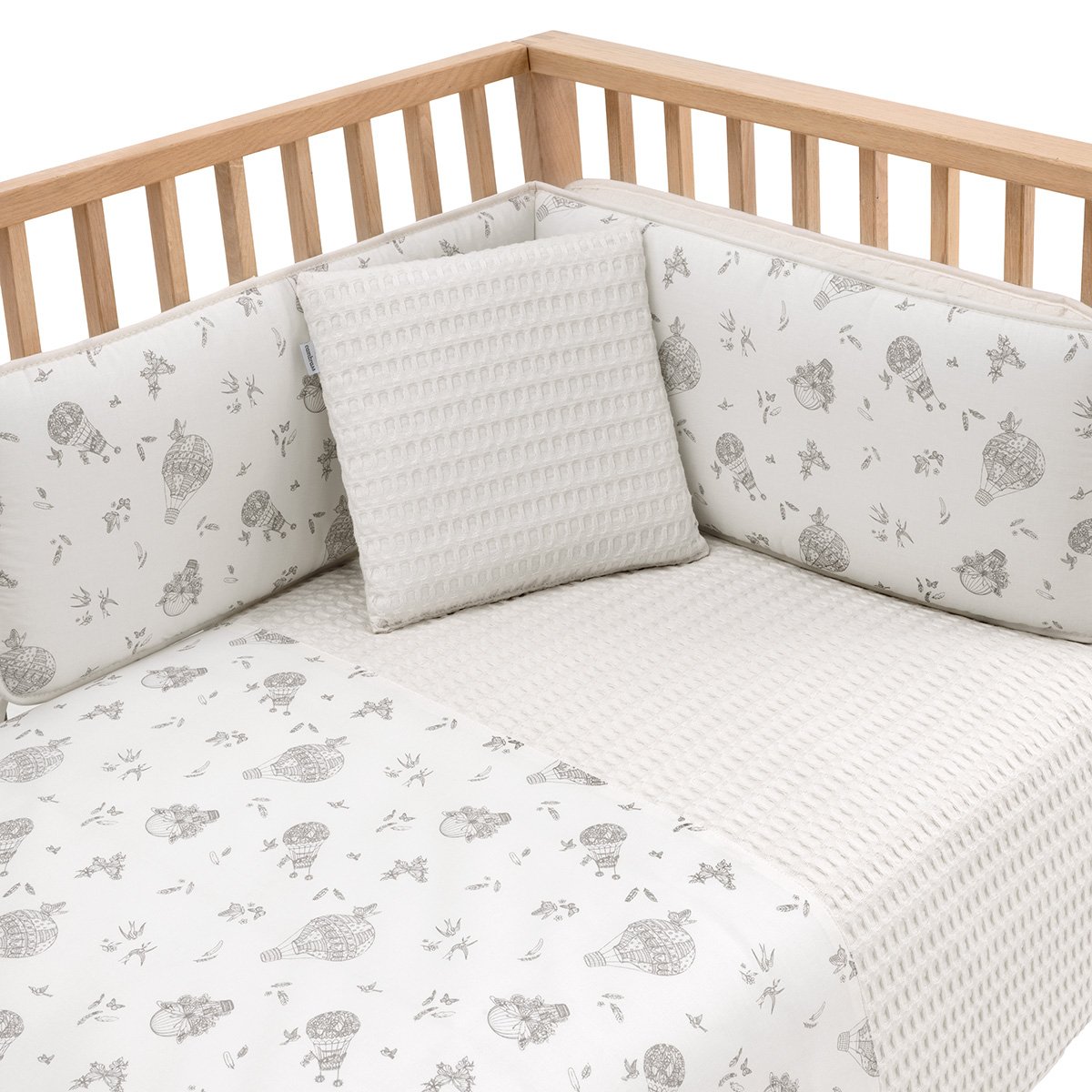 Juego de 2 piezas para cuna (100x140 cm): nórdico + protector Cambrass Luxury Blanco roto-2