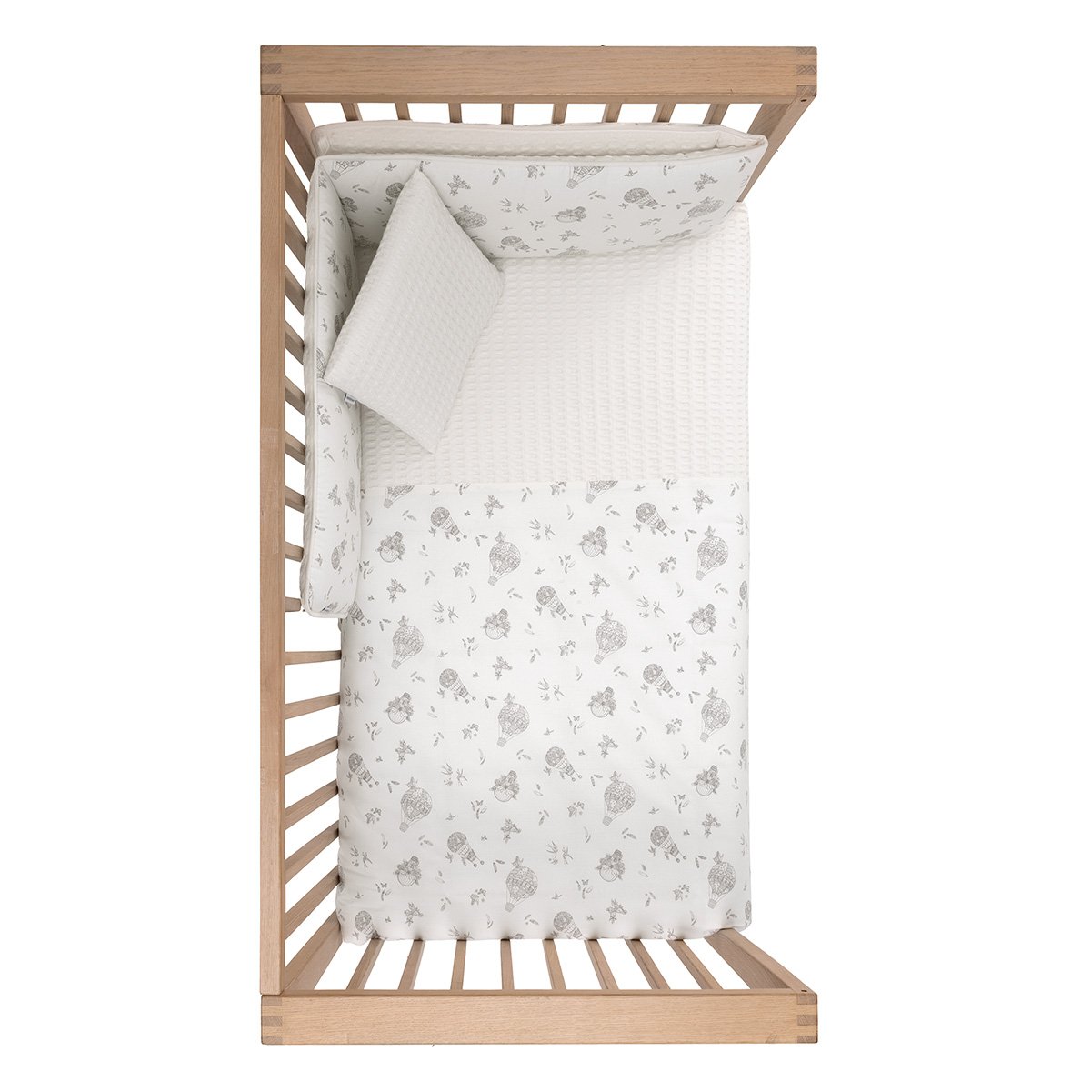 Juego de 2 piezas para cuna (100x140 cm): nórdico + protector Cambrass Luxury Blanco roto-3