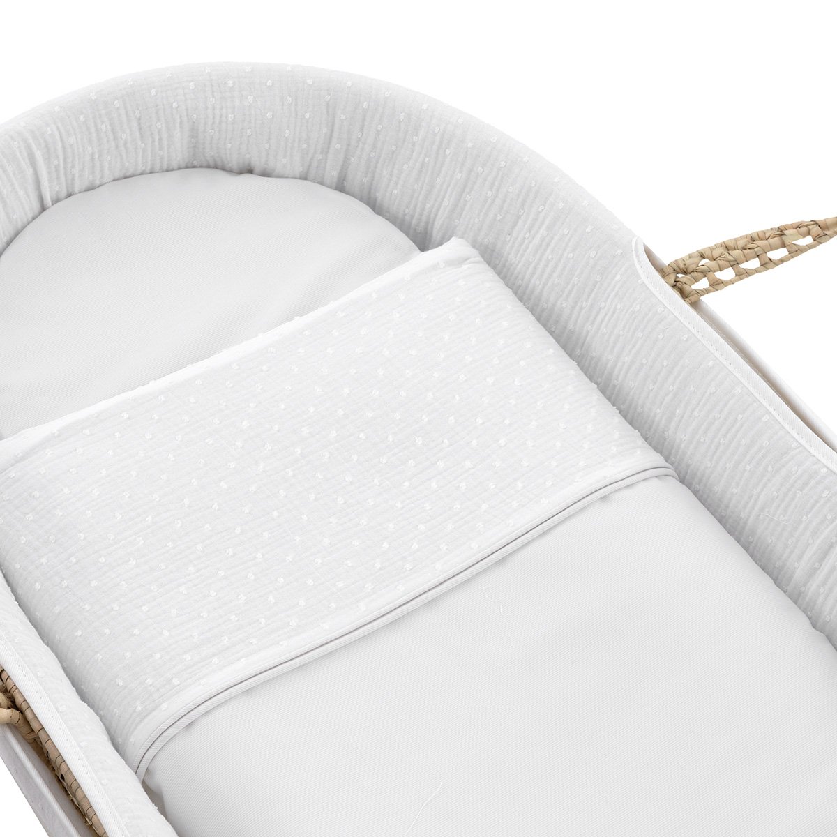 Moisés de mimbre (39x80x25cm) Cambrass deluxe - Blanco Algodón Blanco Algodón-2