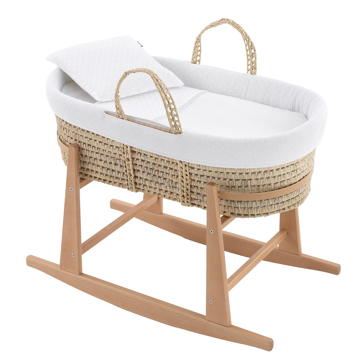 Imagen 0 de Moisés de mimbre con patas (39x80x25 cm) Cambrass deluxe Blanco Algodón