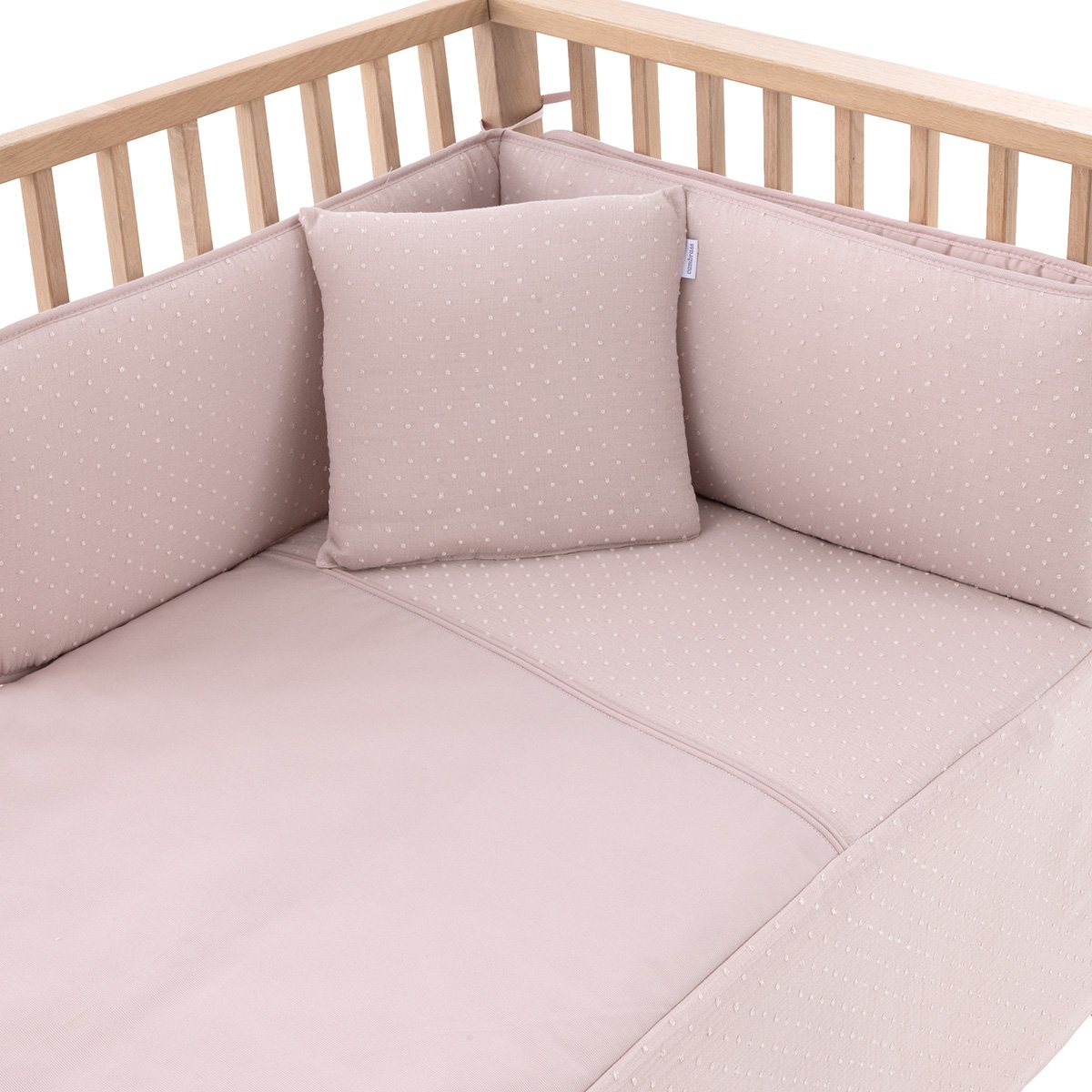 Juego de 2 piezas para cuna (60x120 cm): colcha + protector cambrass princess - Rosa palo Rosa palo-2