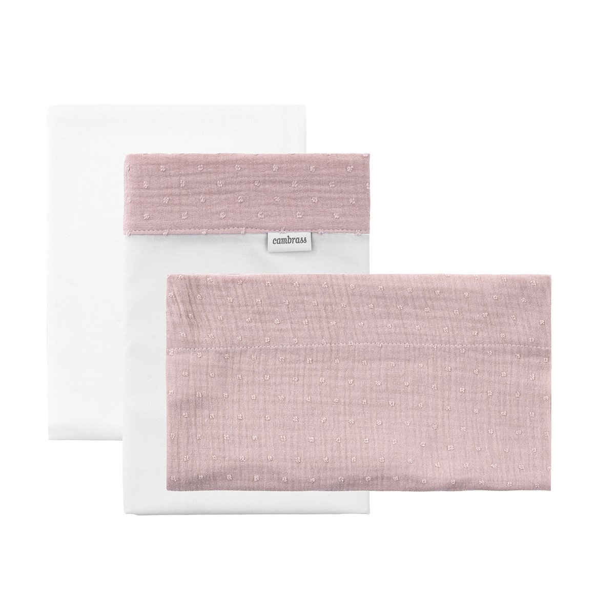 Juego de 3 piezas sábana + bajera + funda de almohada para minicuna 50x90 cm cambrass princess - Rosa Nude Rosa palo-1