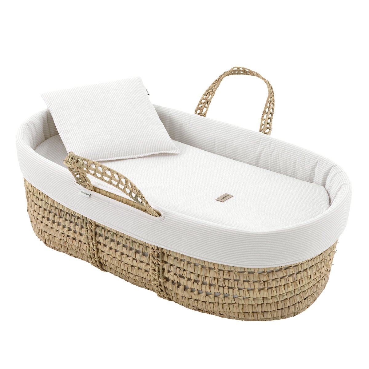 Imagen 0 de Moisés de mimbre (39x80x25cm) Cambrass deluxe Blanco Algodón