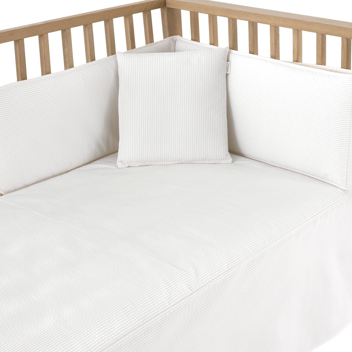 Juego de 2 piezas para cuna (60x120 cm): colcha + protector cambrass deluxe - Blanco Algodón Blanco Algodón-2