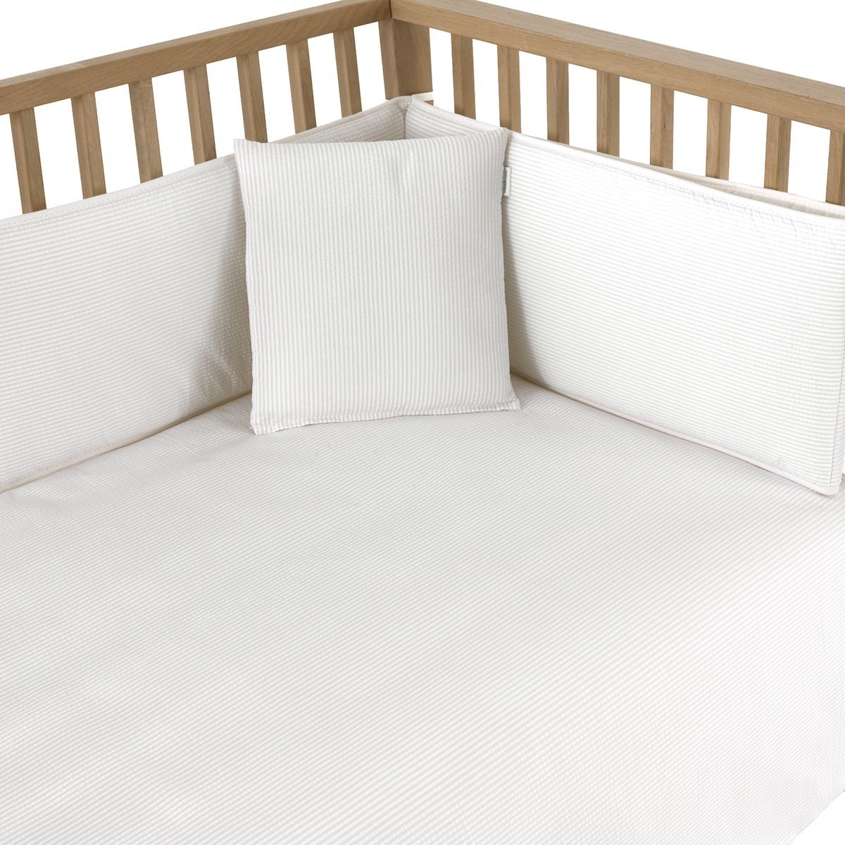 Juego de 2 piezas para cuna (100x140 cm): nórdico + protector cambrass deluxe - Blanco Algodón Blanco Algodón-2
