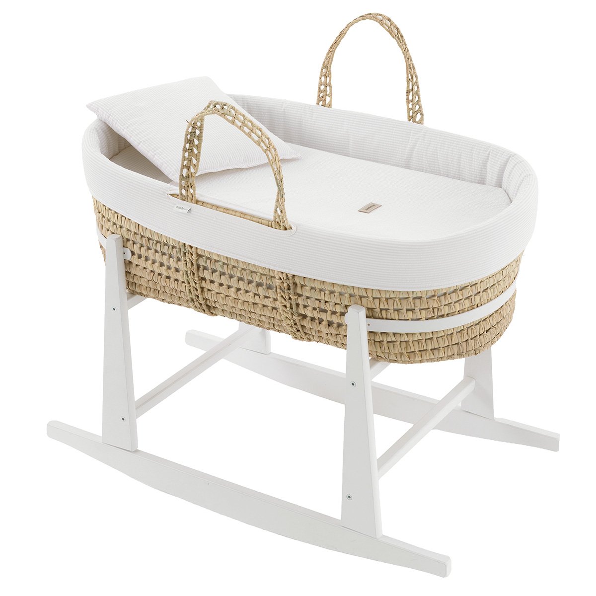 Imagen 0 de Moisés de mimbre con patas (39x80x25 cm) Cambrass deluxe Blanco Algodón