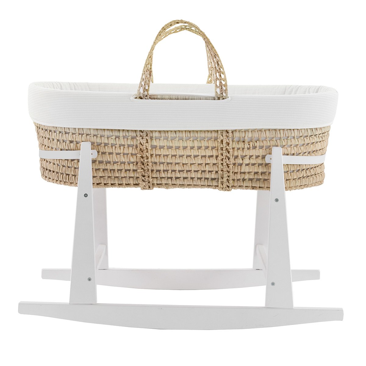 Imagen 2 de Moisés de mimbre con patas (39x80x25 cm) Cambrass deluxe - Blanco Algodón Blanco Algodón