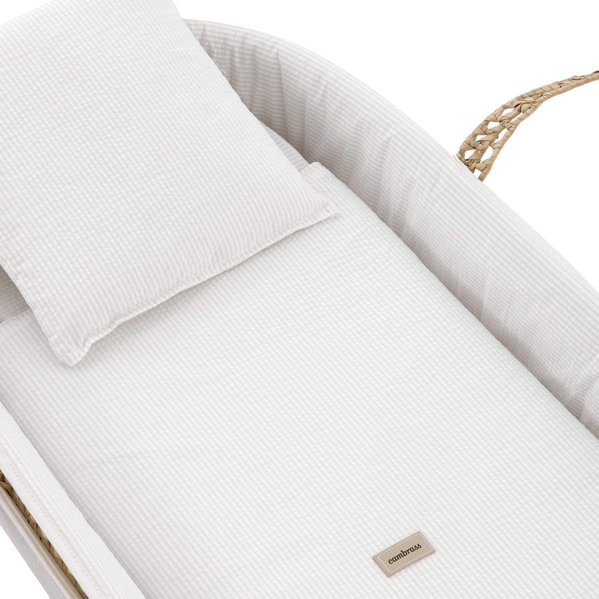 Imagen 3 de Moisés de mimbre con patas (39x80x25 cm) Cambrass deluxe - Blanco Algodón Blanco Algodón