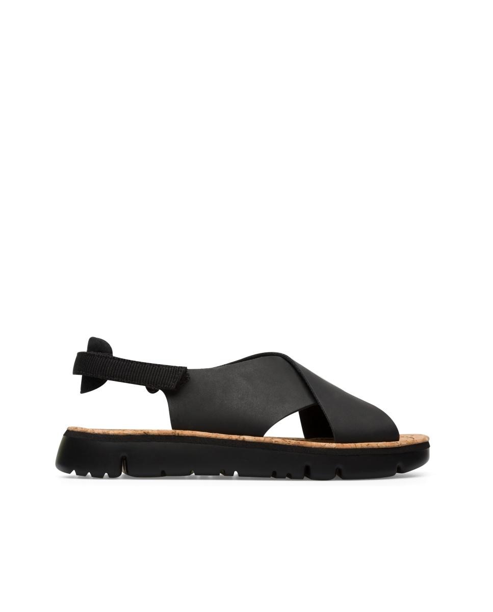 Sandalias planas de mujer de piel oruga - Camper - Negro Negro-1