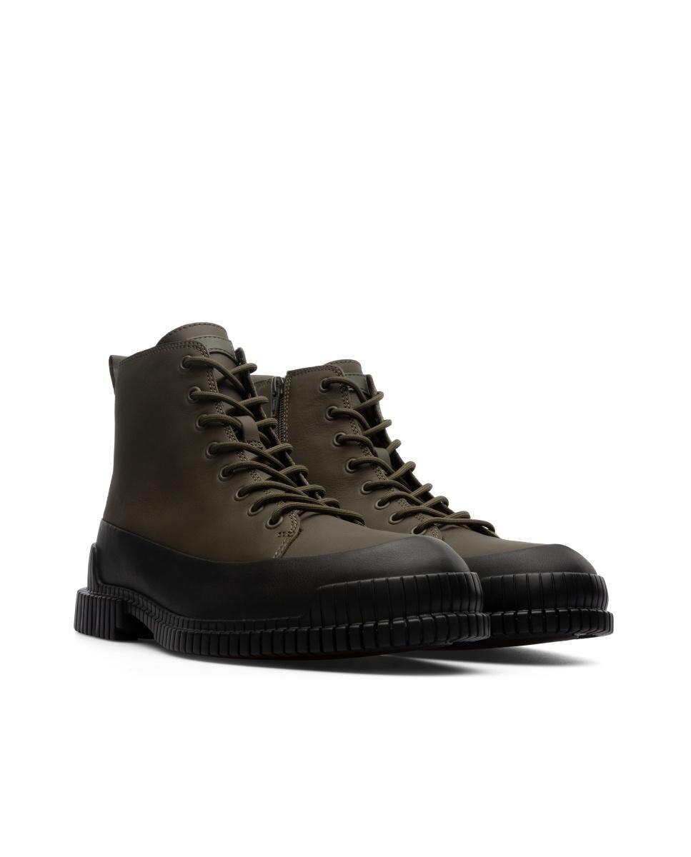 Botas de hombre Pix de piel lisos con cordones - Camper - Gris / Negro Gris / Negro-2