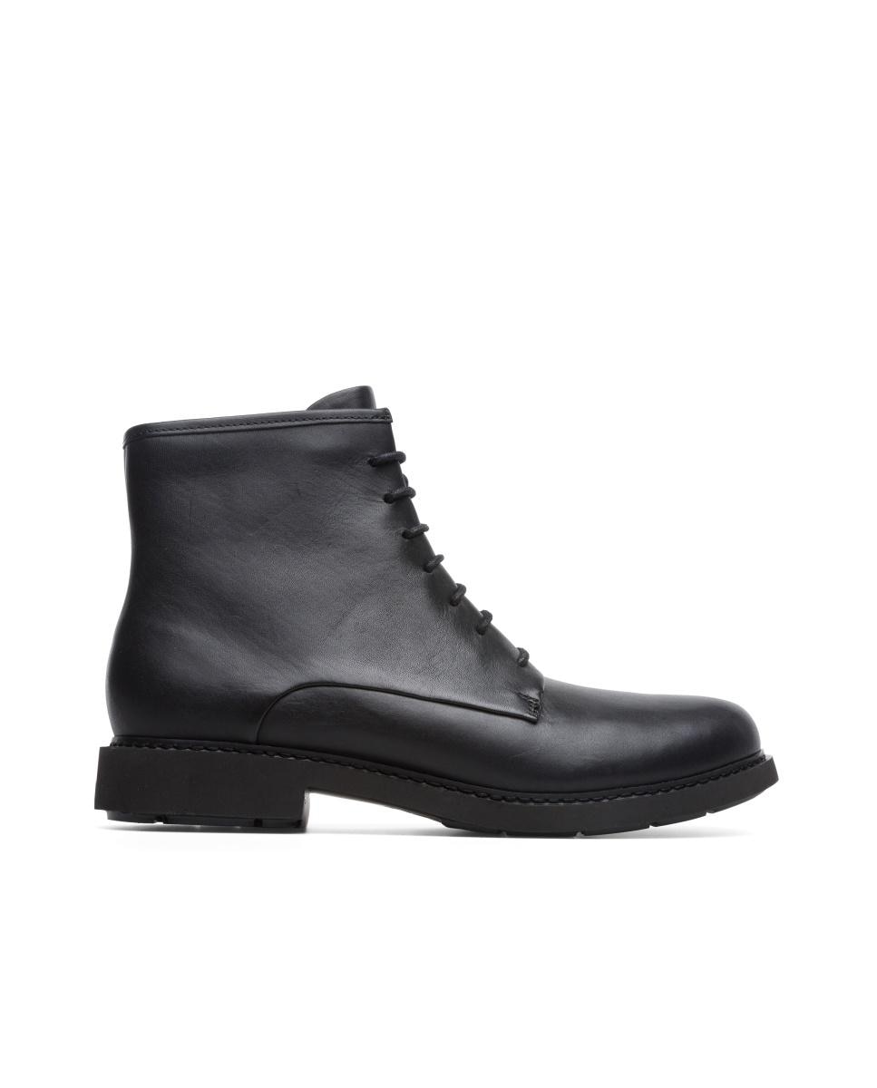 Botines de mujer neuman de piel con cordones - Camper - Negro Negro-1
