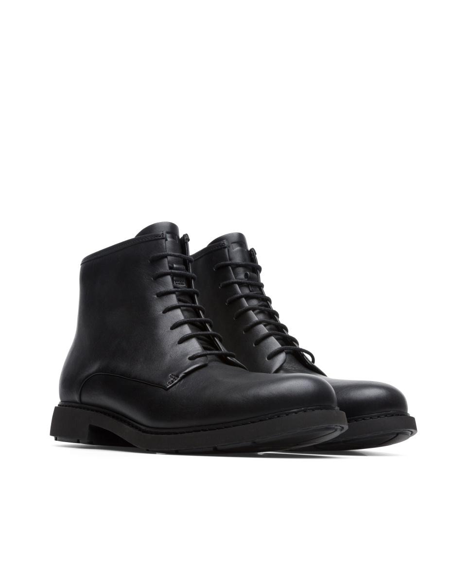 Botines de mujer neuman de piel con cordones - Camper - Negro Negro-3