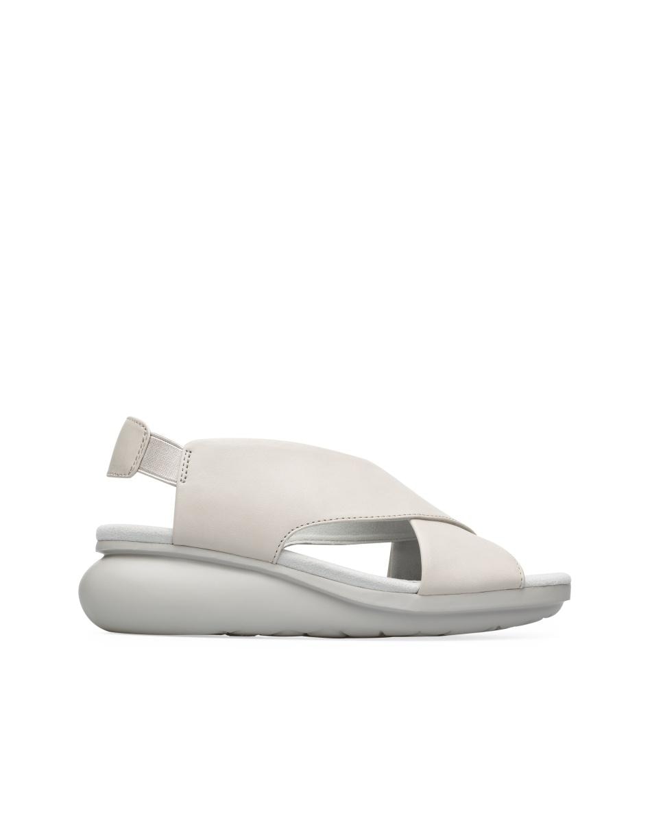 Camper - Sandalias de cuña de mujer de piel con tiras cruzadas.