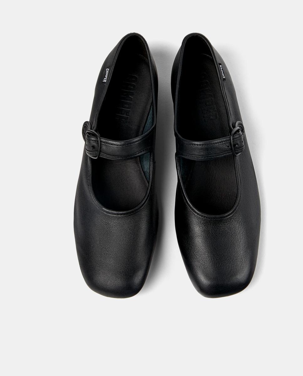 Merceditas planas de mujer casi myra de piel - Camper - Negro Negro-2