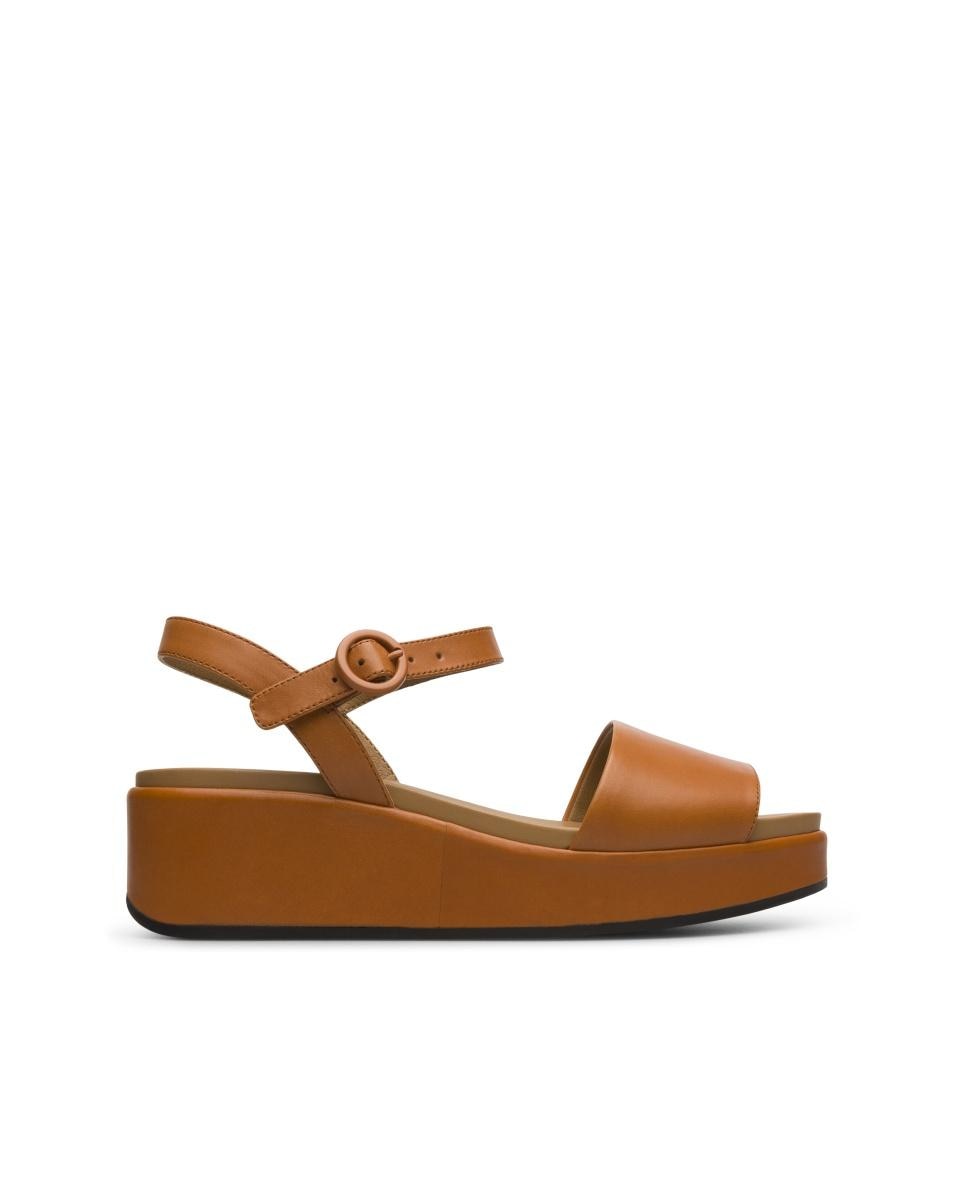 Sandalias de tacón de mujer de piel misia - Camper - Marrón Marrón-1