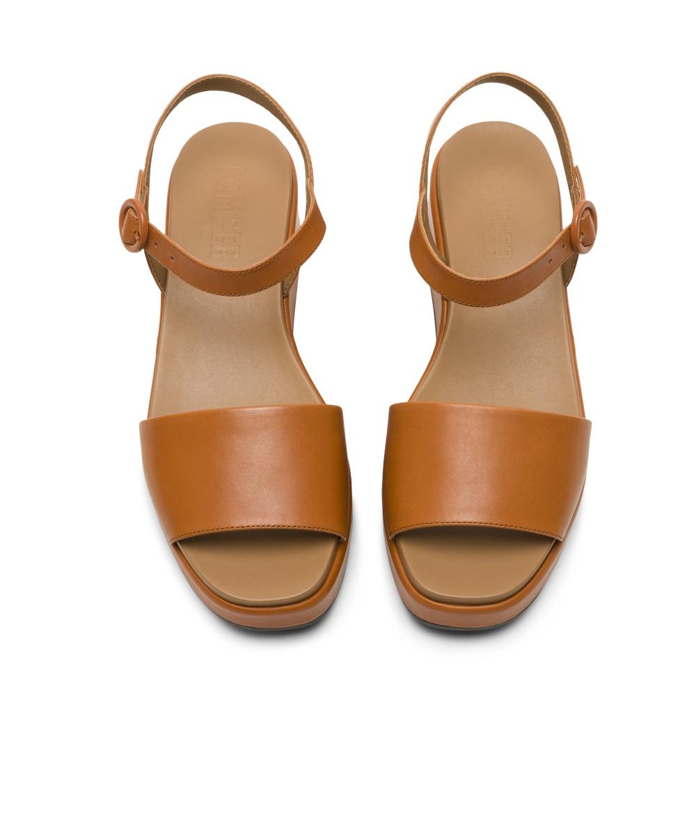 Sandalias de tacón de mujer de piel misia - Camper - Marrón Marrón-2