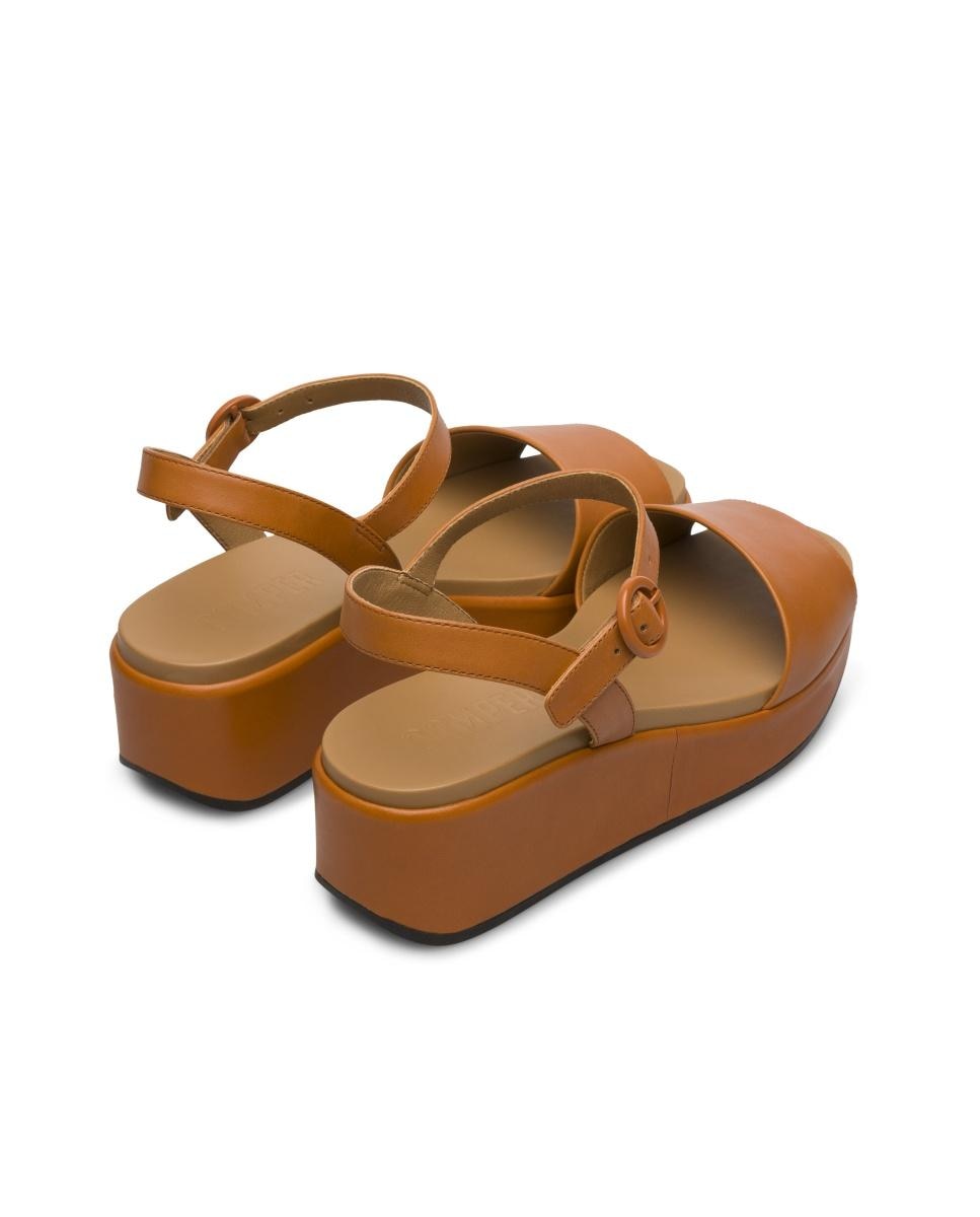 Sandalias de tacón de mujer de piel misia - Camper - Marrón Marrón-4