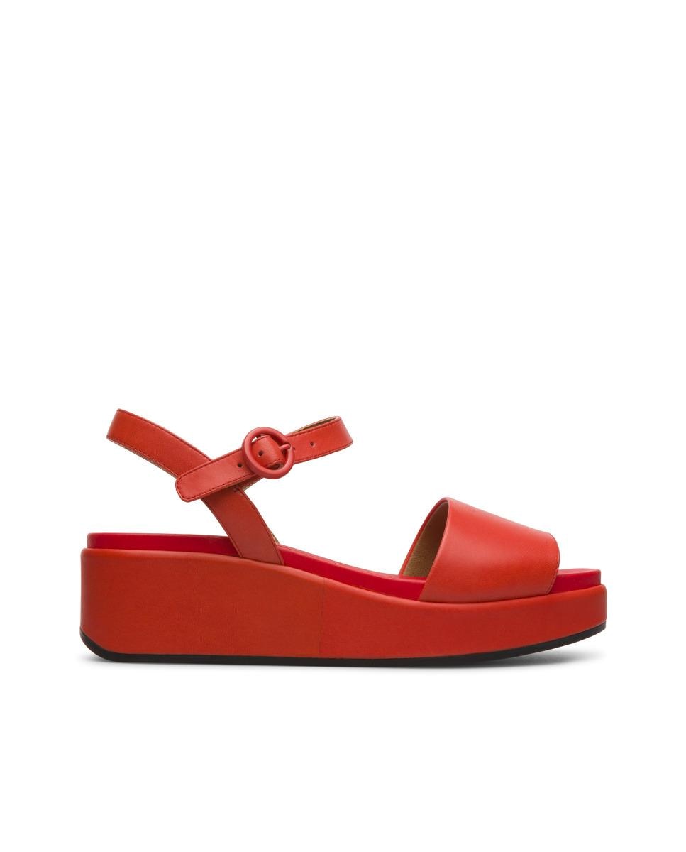 Sandalias de tacón de mujer de piel misia - Camper - Rojo Rojo-1