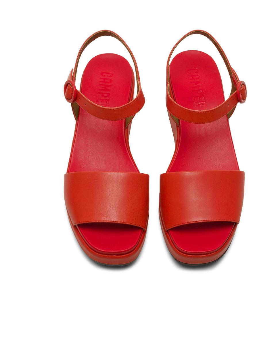 Sandalias de tacón de mujer de piel misia - Camper - Rojo Rojo-2
