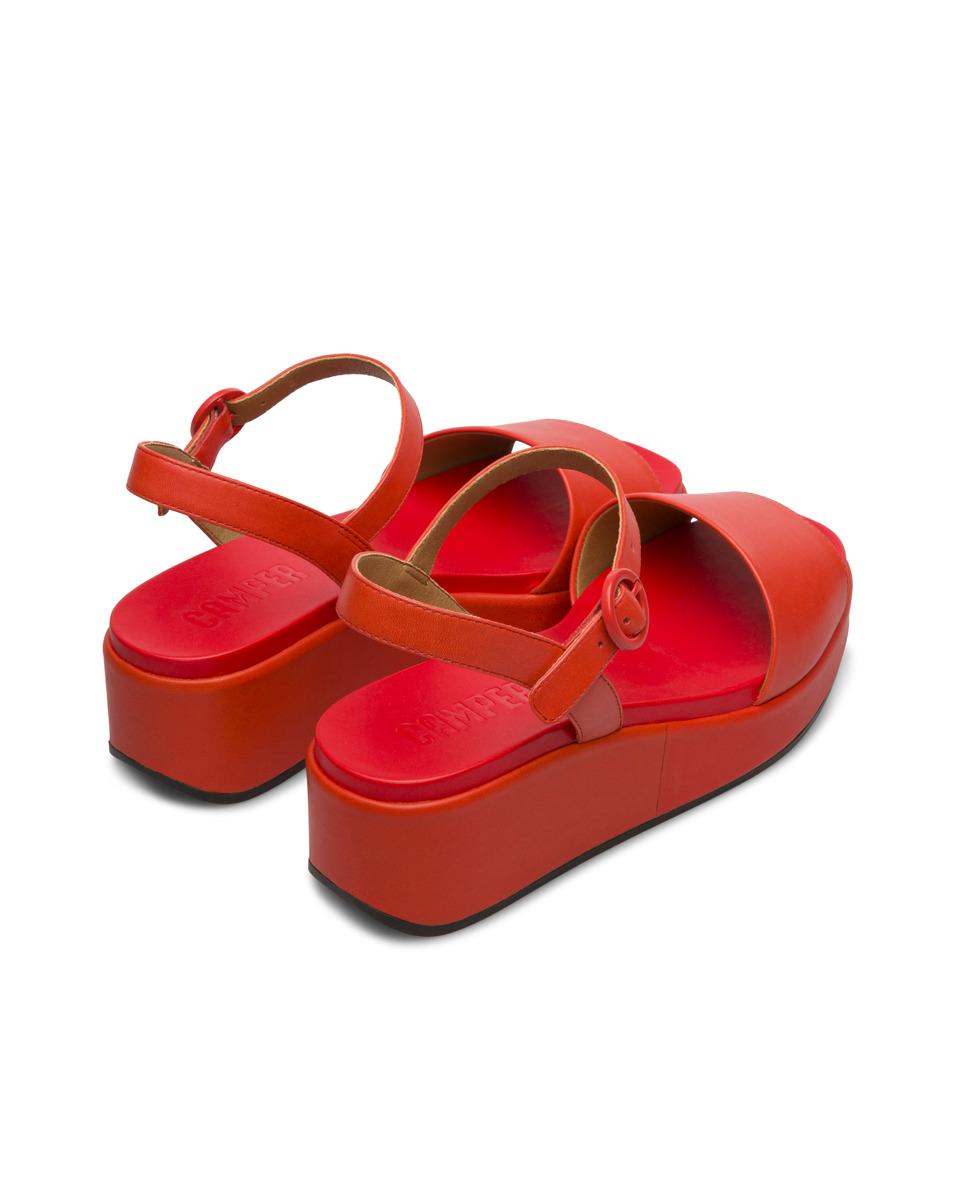Sandalias de tacón de mujer de piel misia - Camper - Rojo Rojo-4